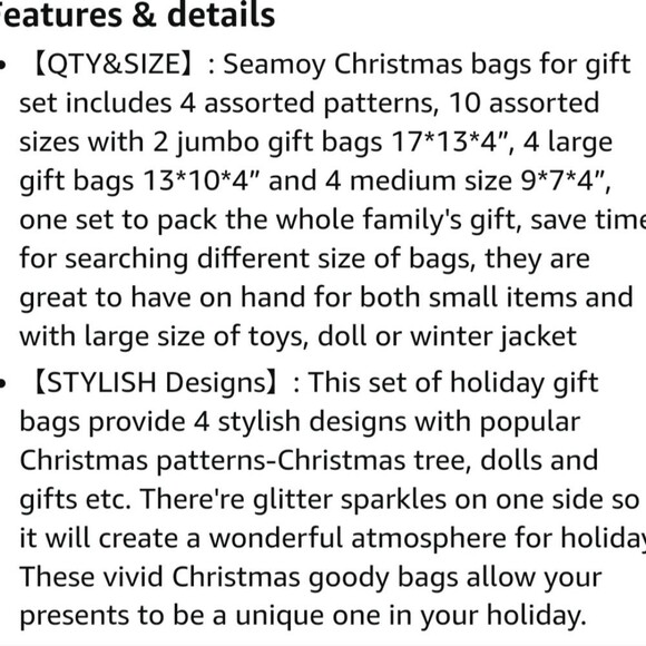 Christmas Gift Bags Set of 10 Assorted Red Gnomes Trees Patterns Cheetah - Picture 2 of 2